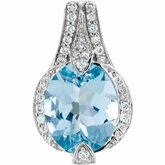 Genuine Aquamarine & Diamond Pendant