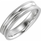 51917 / Sterling Silver / 7 / Polished / Comfort Fit Rope Edge Grooved Band