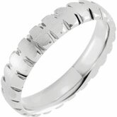 52088 / Sterling Silver / 4 / 4 Mm / Polished / Facetted Curve Edge Band With Satin Finish