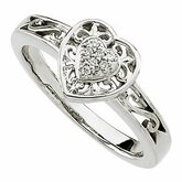 .04 CTW Diamond Heart Filigree Ring