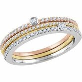 Diamond Tri-Color Stackable Ring Set