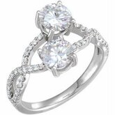 Charles & Colvard Moissanite® Accented Two-Stone Engagement Ring