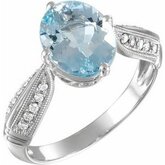 Genuine Aquamarine & Diamond Ring