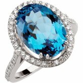 Genuine Swiss Blue Topaz & 1/2 CTW Diamond Ring