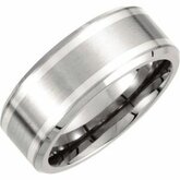 Titanium & Sterling Silver Inlay 9mm Beveled Edge Band